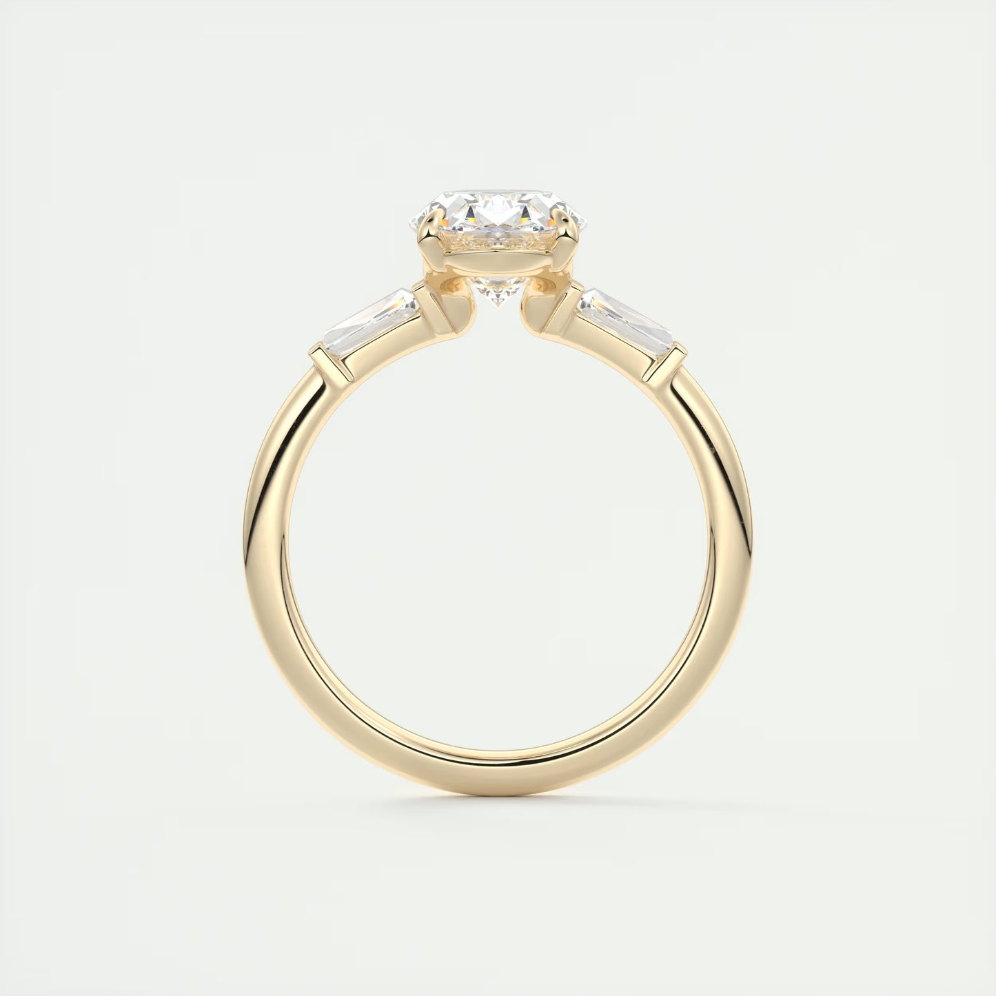 2.30 Ct Plunge Oval Plunge Three Stone Engagement Rings