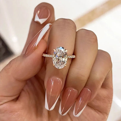 4.00 Ct Oval Cut Simulated Diamond Engagement Ring In Sterling Silver