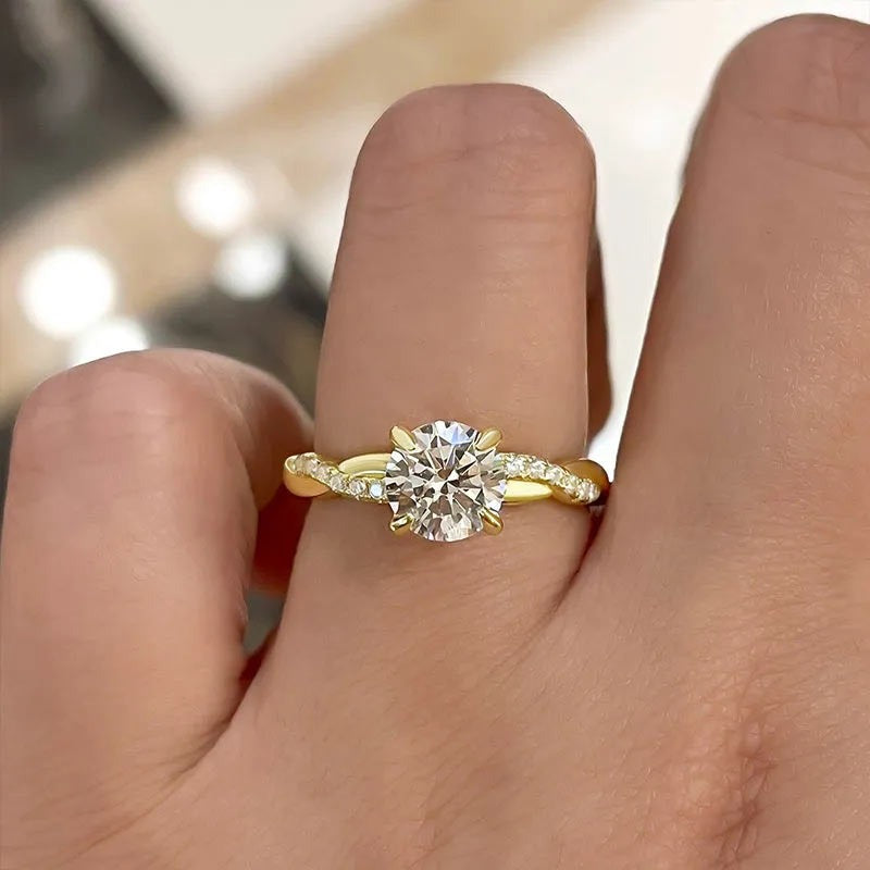 1.50 Ct Round Cut Engagement Ring With Lab-Grown Diamond Wedding Ring