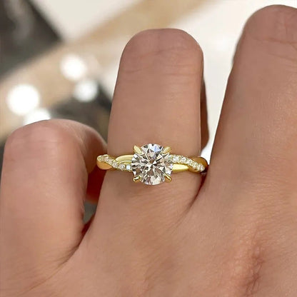 1.50 Ct Round Cut Engagement Ring With Lab-Grown Diamond Wedding Ring