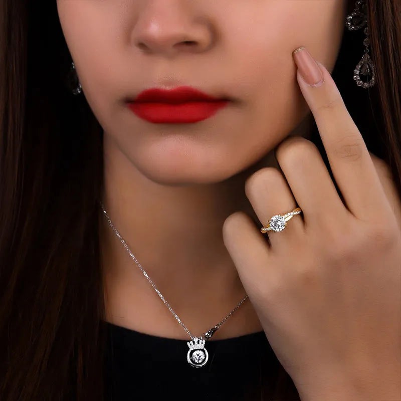 1.50 Ct Round Cut Engagement Ring With Lab-Grown Diamond Wedding Ring