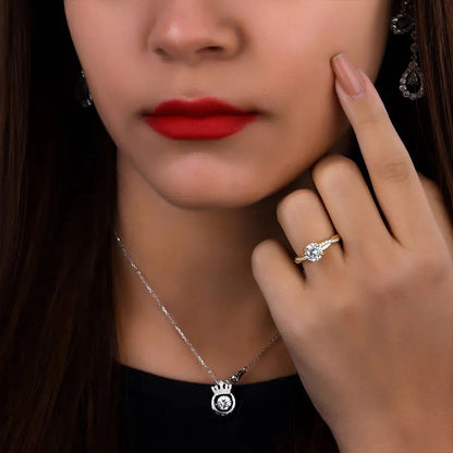 1.50 Ct Round Cut Engagement Ring With Lab-Grown Diamond Wedding Ring