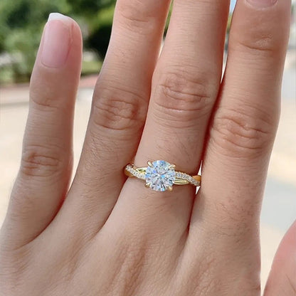 1.50 Ct Round Cut Engagement Ring With Lab-Grown Diamond Wedding Ring