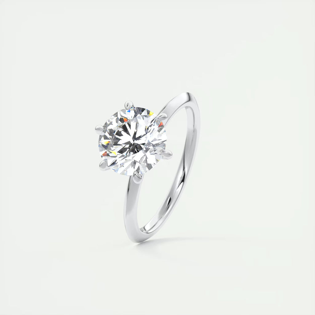 2.00 Ct Round Solitaire Ring, Knife Edge Band Engagement Rings