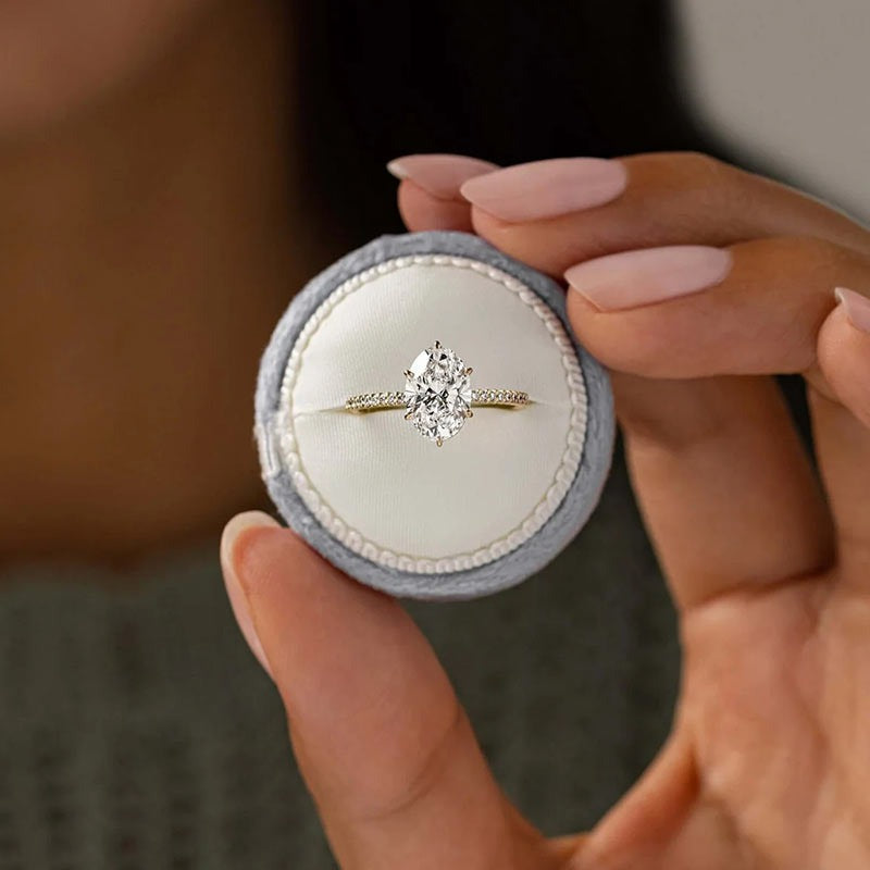 1.70 Ct Oval Diamond Hidden Halo Engagement Ring