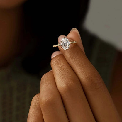 1.70 Ct Oval Diamond Hidden Halo Engagement Ring