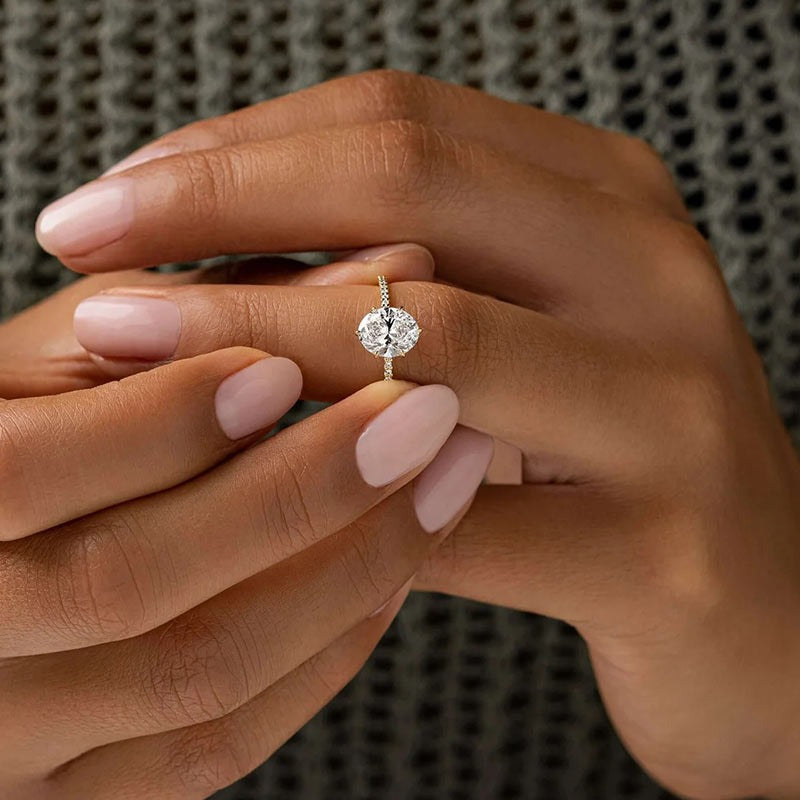 1.70 Ct Oval Diamond Hidden Halo Engagement Ring