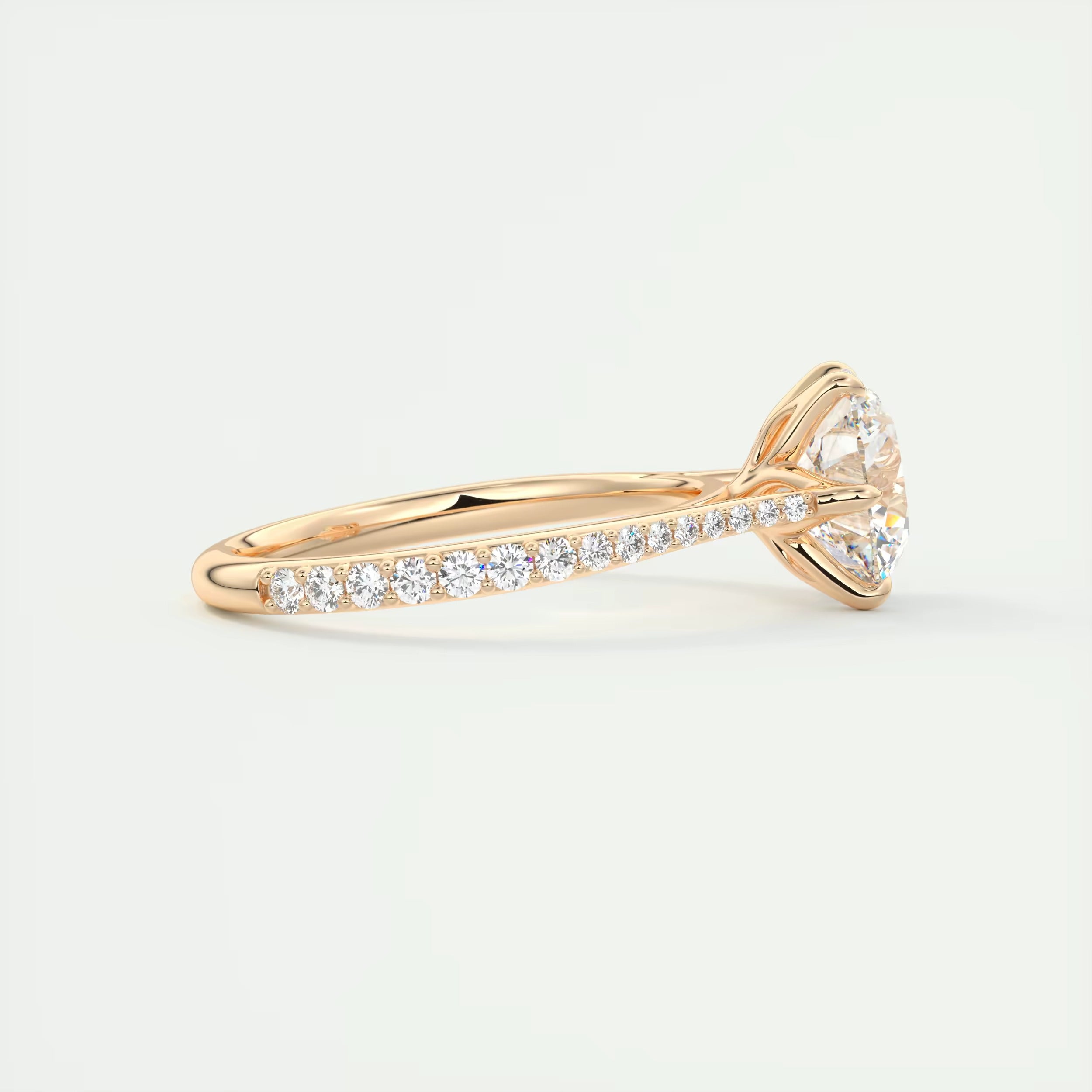 2.35 Ct Cathedral Royale Pavé Round Floral Basket Graduated Pave Six Prong Round Rings