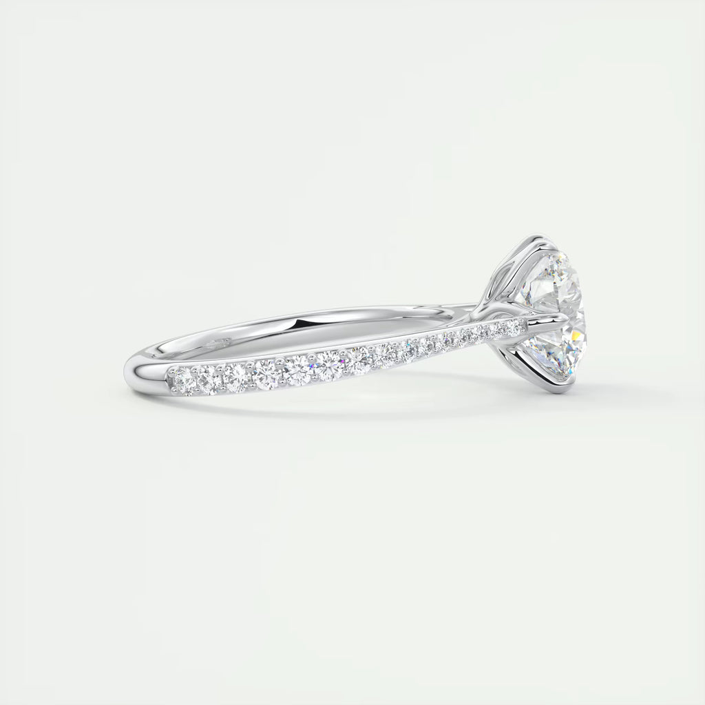 2.35 Ct Cathedral Royale Pavé Round Floral Basket Graduated Pave Six Prong Round Rings