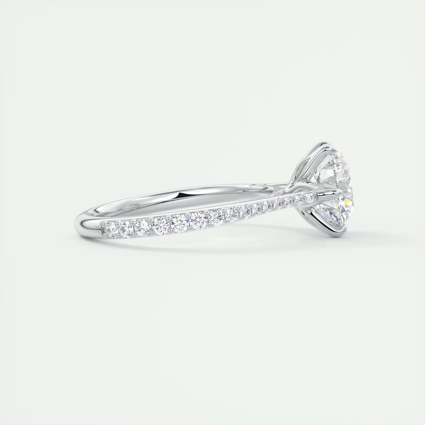 2.35 Ct Cathedral Royale Pavé Round Floral Basket Graduated Pave Six Prong Round Ring