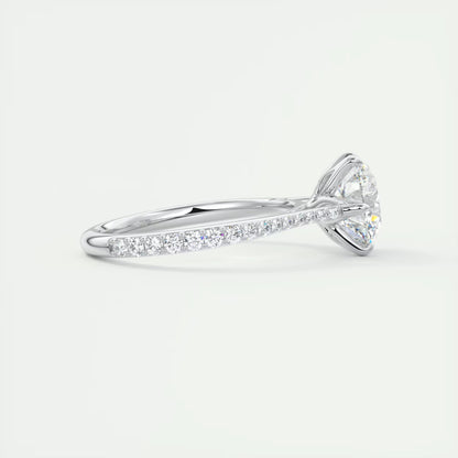2.35 Ct Cathedral Royale Pavé Round Floral Basket Graduated Pave Six Prong Round Ring