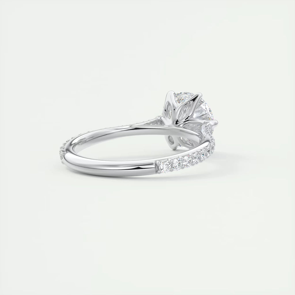 2.35 Ct Cathedral Royale Pavé Round Floral Basket Graduated Pave Six Prong Round Rings