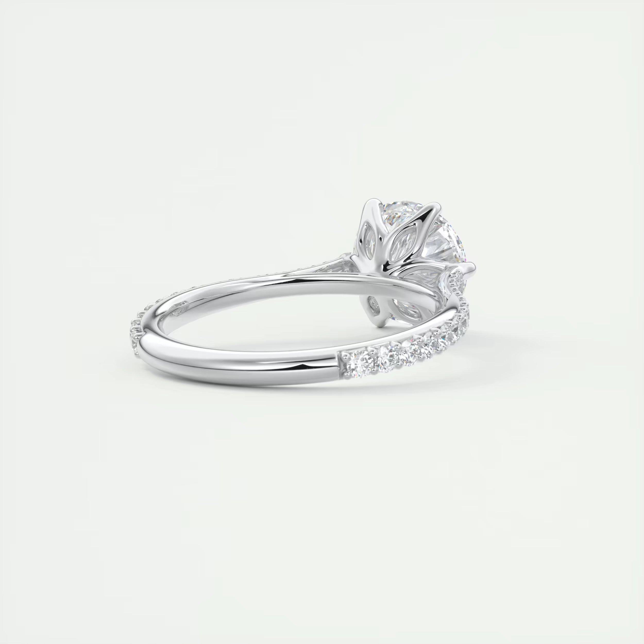 2.35 Ct Cathedral Royale Pavé Round Floral Basket Graduated Pave Six Prong Round Rings