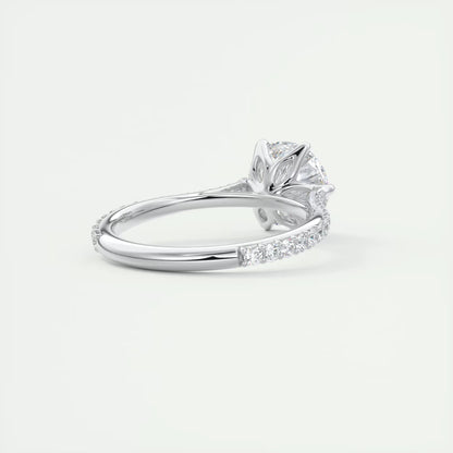 2.35 Ct Cathedral Royale Pavé Round Floral Basket Graduated Pave Six Prong Round Ring