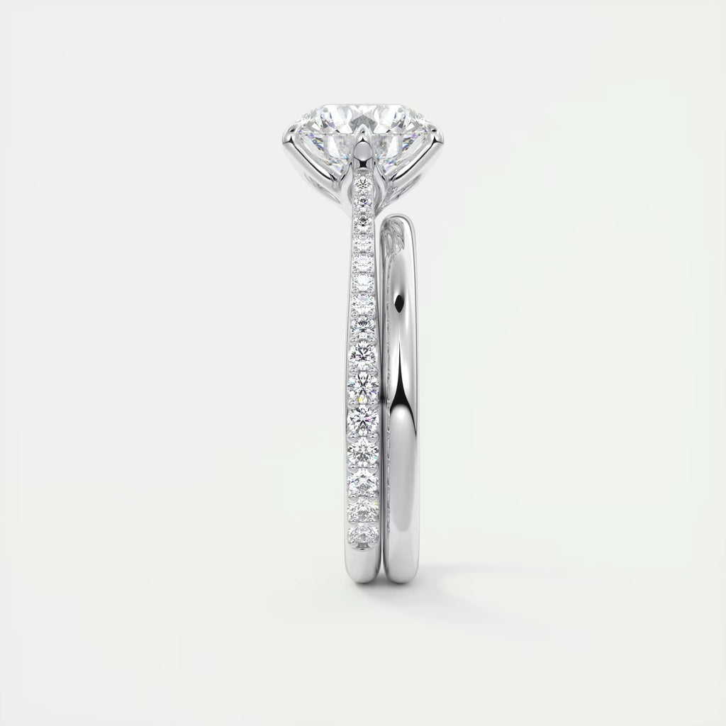 2.35 Ct Cathedral Royale Pavé Round Floral Basket Graduated Pave Six Prong Round Rings