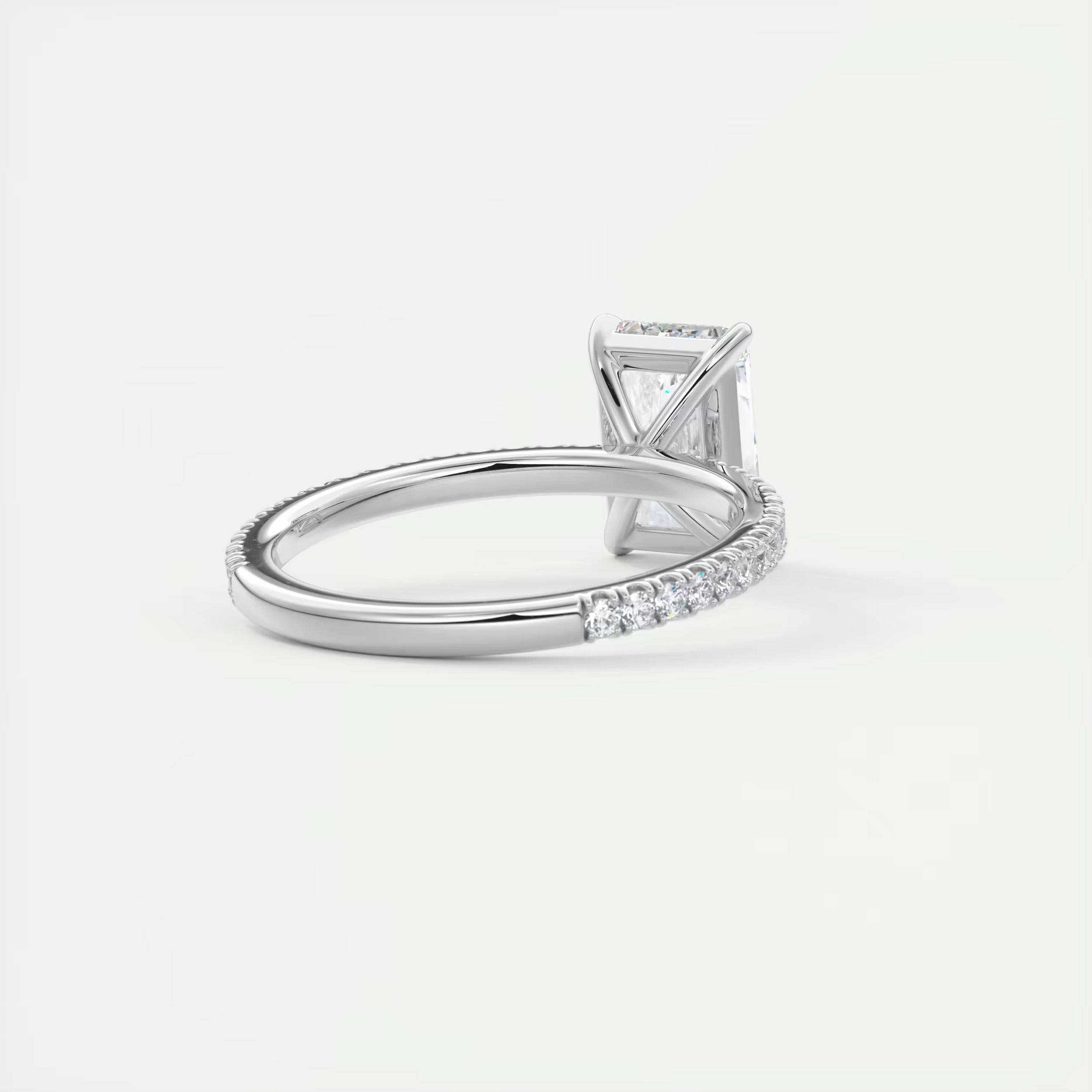 2.30 Ct Harper Pavé Center Stone Radiant & Side Stone Round with 1.5mm French Set Pavé Ring