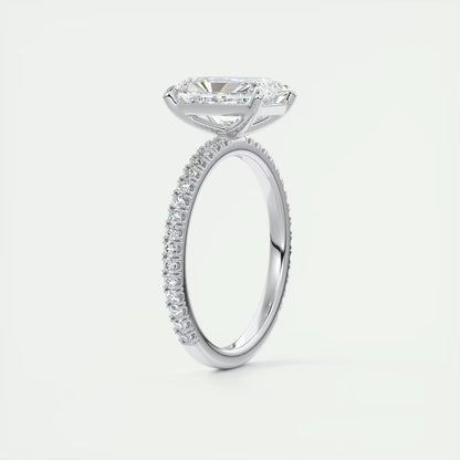 2.30 Ct Harper Pavé Radiant Center with 1.5mm French Set Pavé Ring