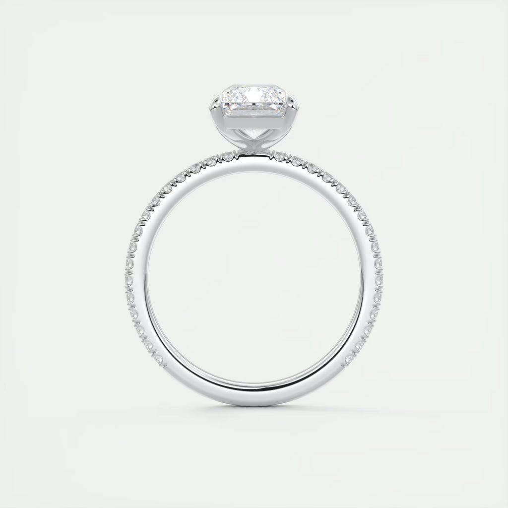 2.30 Ct Harper Pavé Center Stone Radiant & Side Stone Round with 1.5mm French Set Pavé Ring