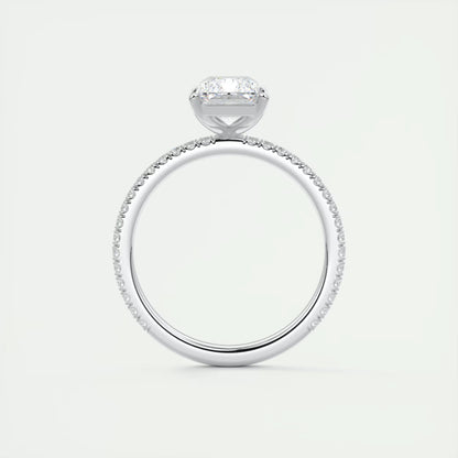 2.30 Ct Harper Pavé Radiant Center with 1.5mm French Set Pavé Ring