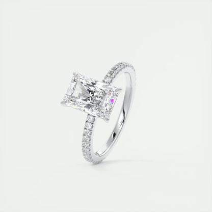 2.30 Ct Harper Pavé Radiant Center with 1.5mm French Set Pavé Ring
