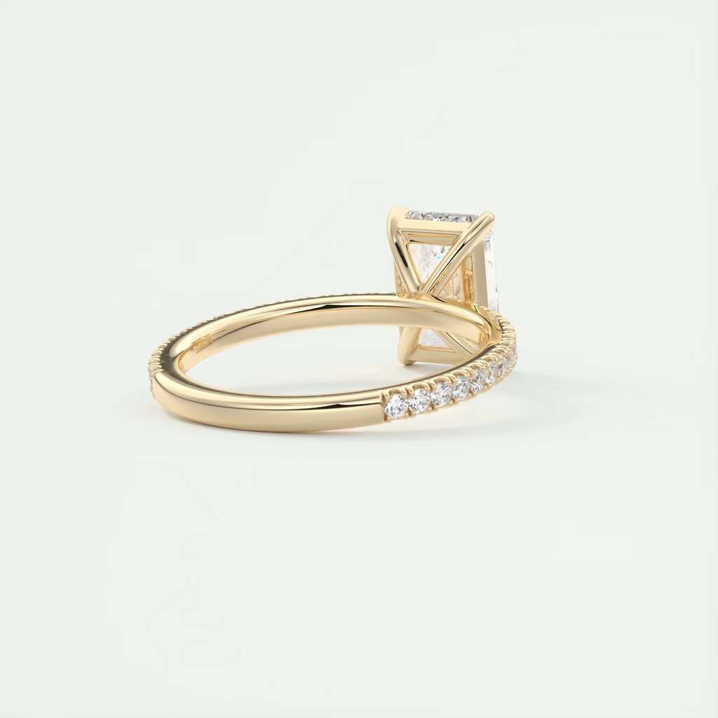 2.30 Ct Harper Pavé Center Stone Radiant & Side Stone Round with 1.5mm French Set Pavé Ring