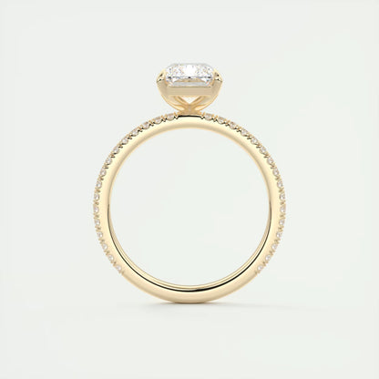 2.30 Ct Harper Pavé Radiant Center with 1.5mm French Set Pavé Ring
