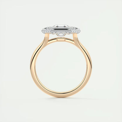 2.76 Ct The Deco Halo Asscher Center & Baguette Halo Ring