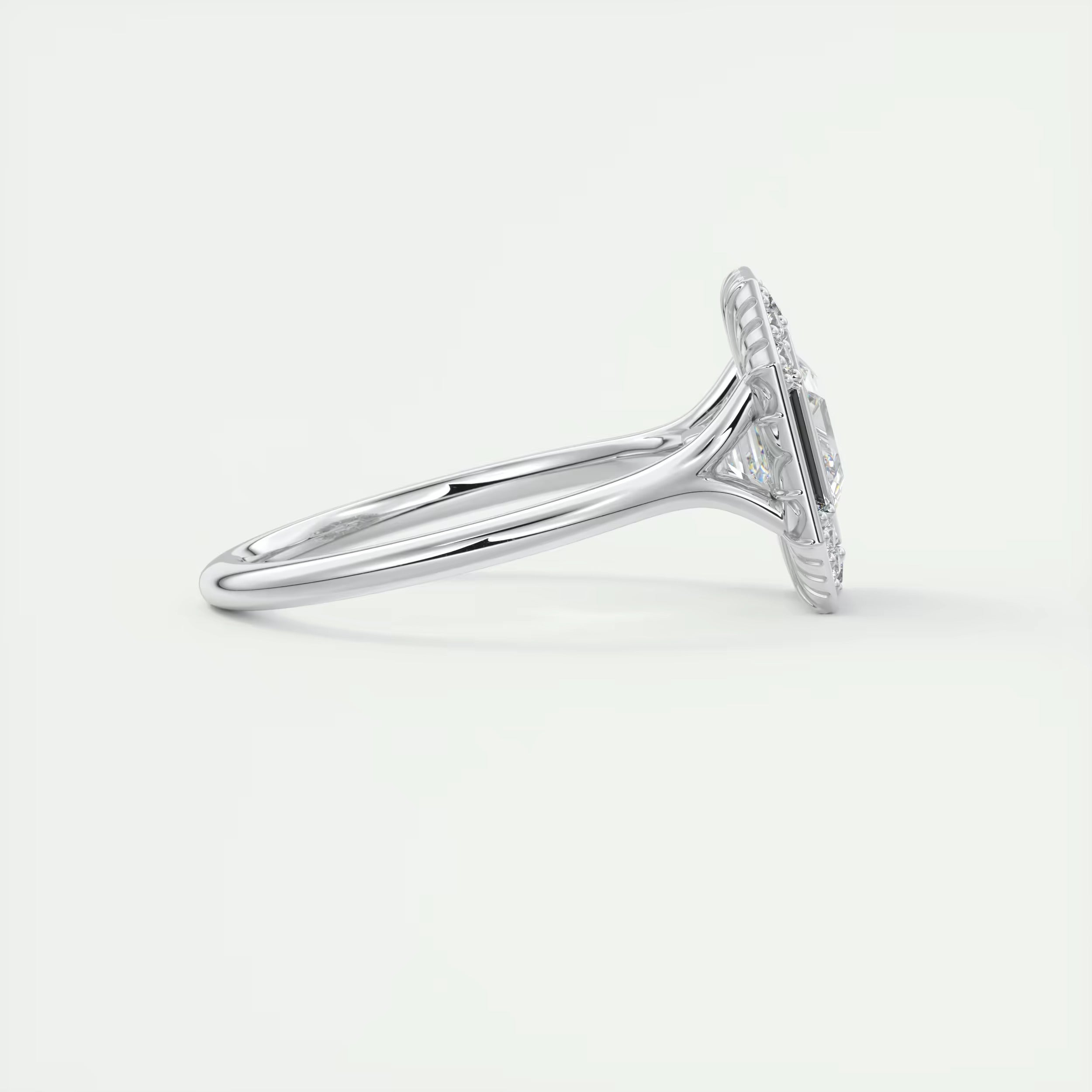 2.76 Ct The Deco Halo Center Stone Asscher Ring