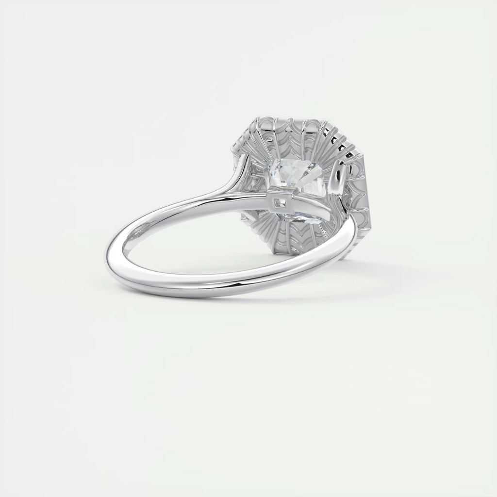2.76 Ct The Deco Halo Center Stone Asscher Ring
