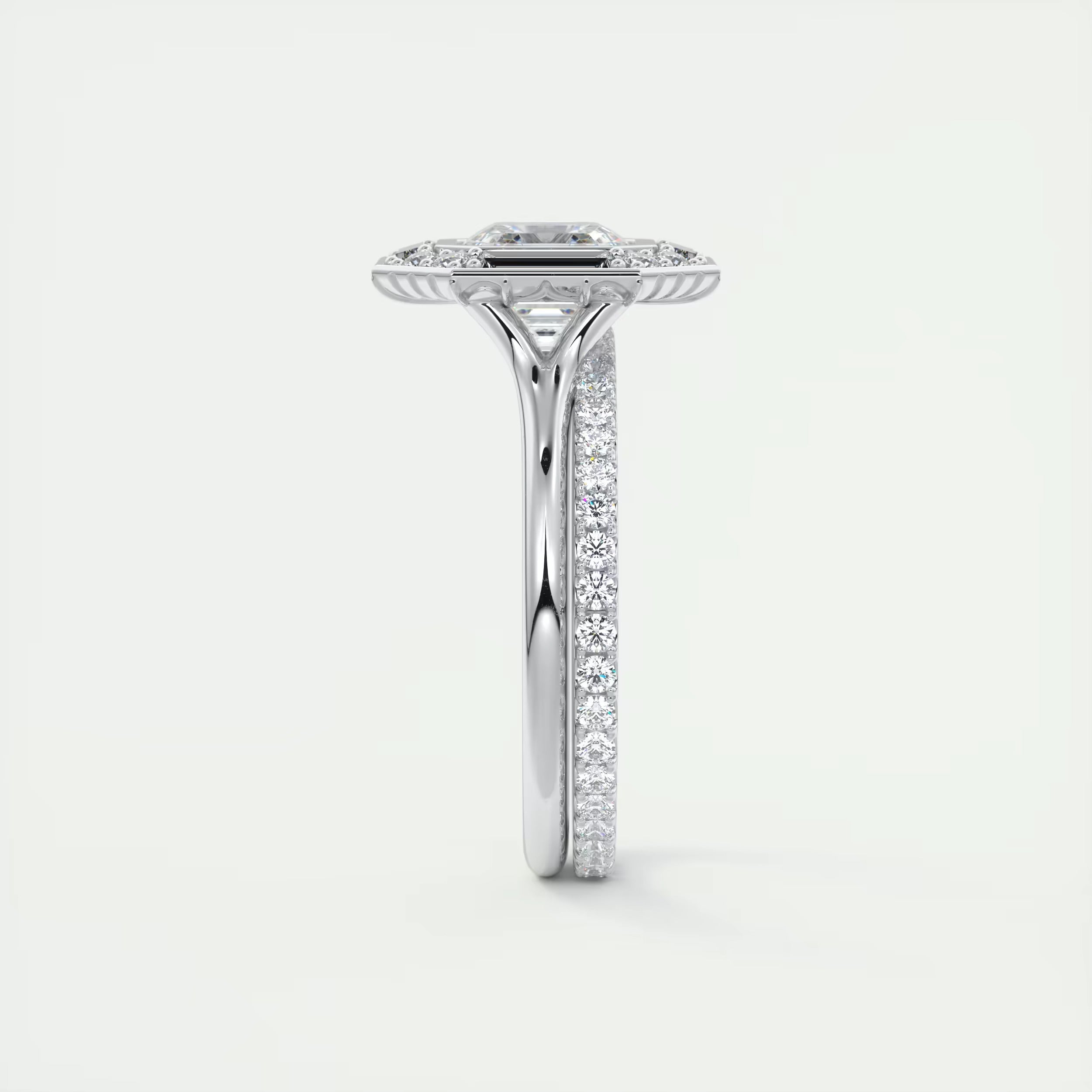 2.76 Ct The Deco Halo Center Stone Asscher Ring