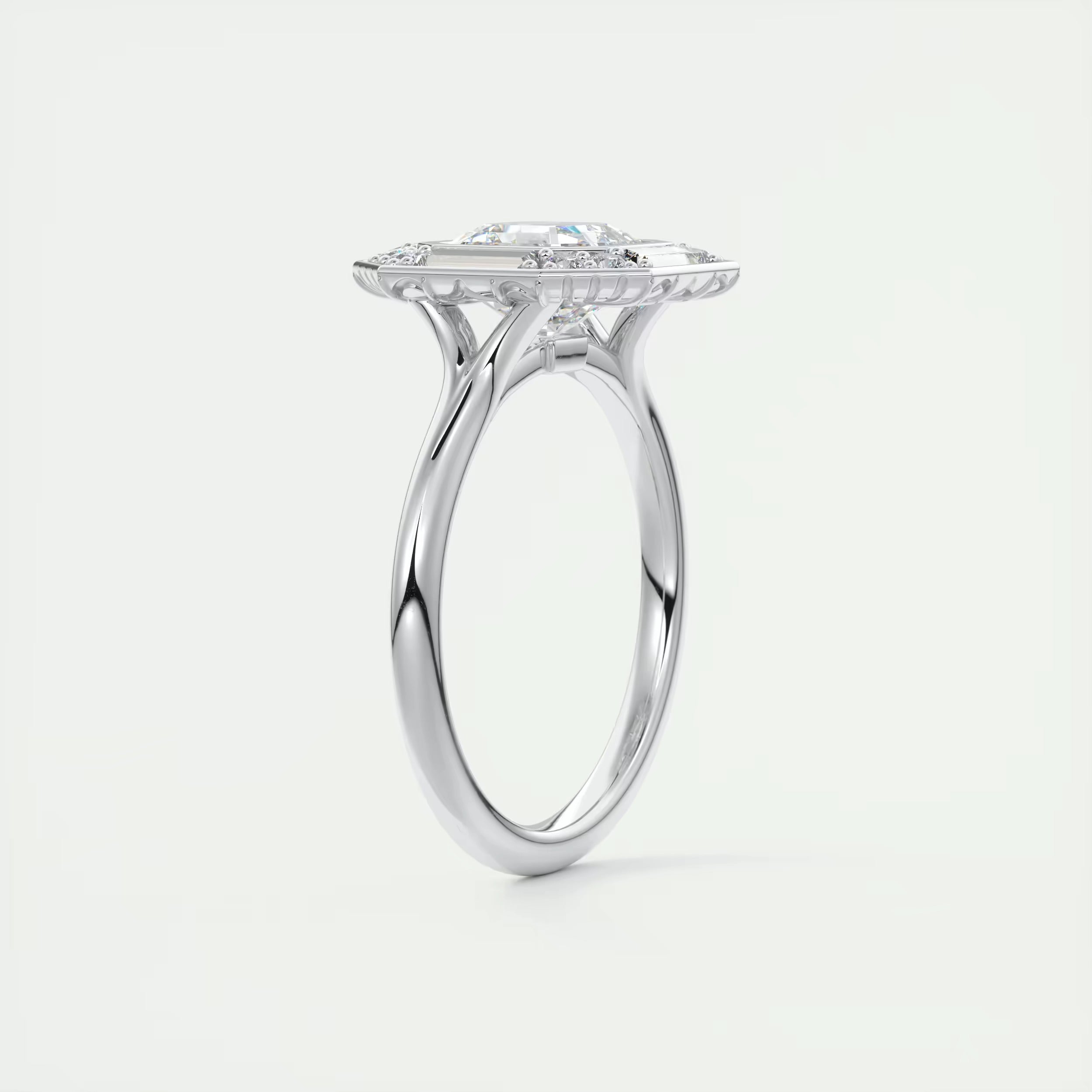 2.76 Ct The Deco Halo Center Stone Asscher Ring