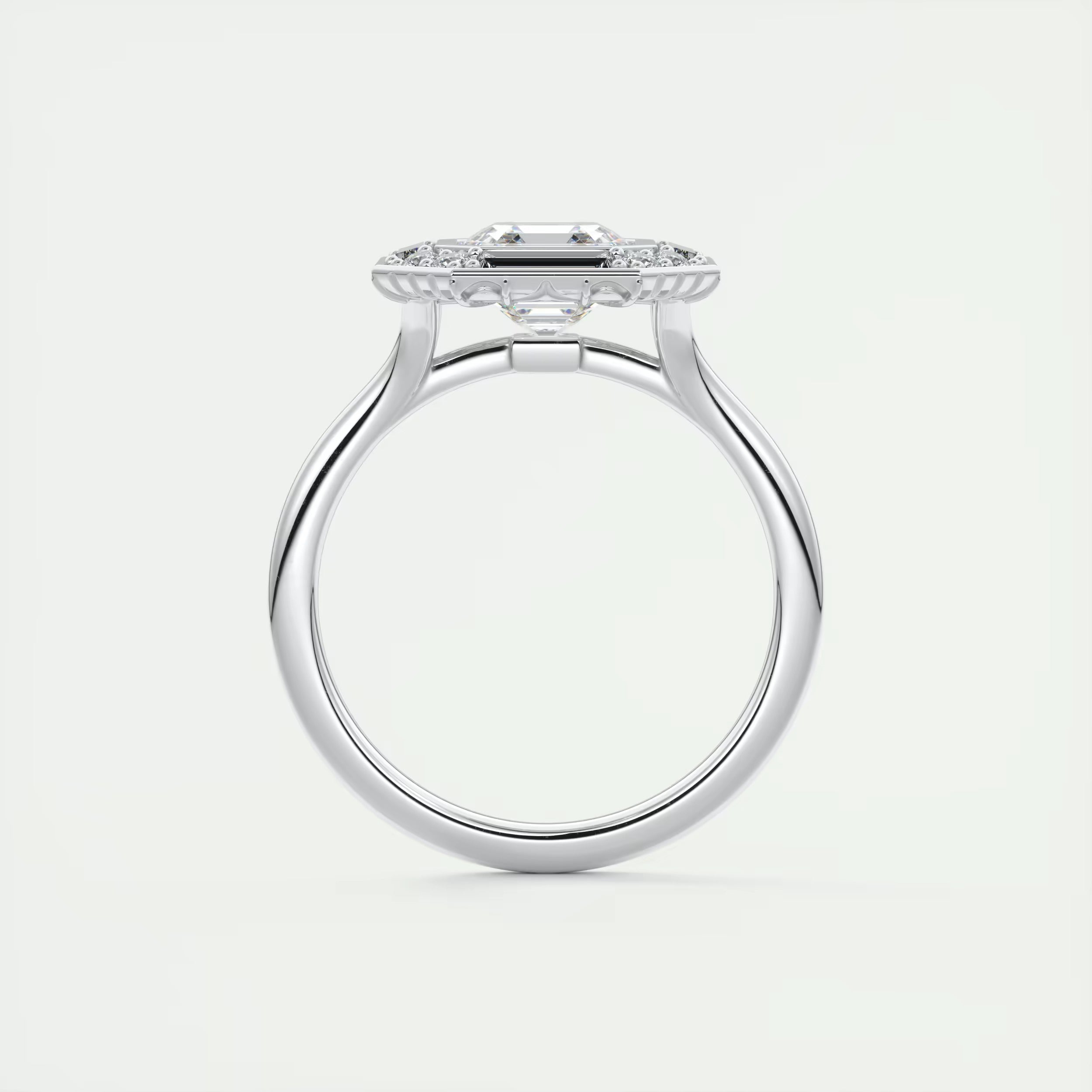 2.76 Ct The Deco Halo Center Stone Asscher Ring