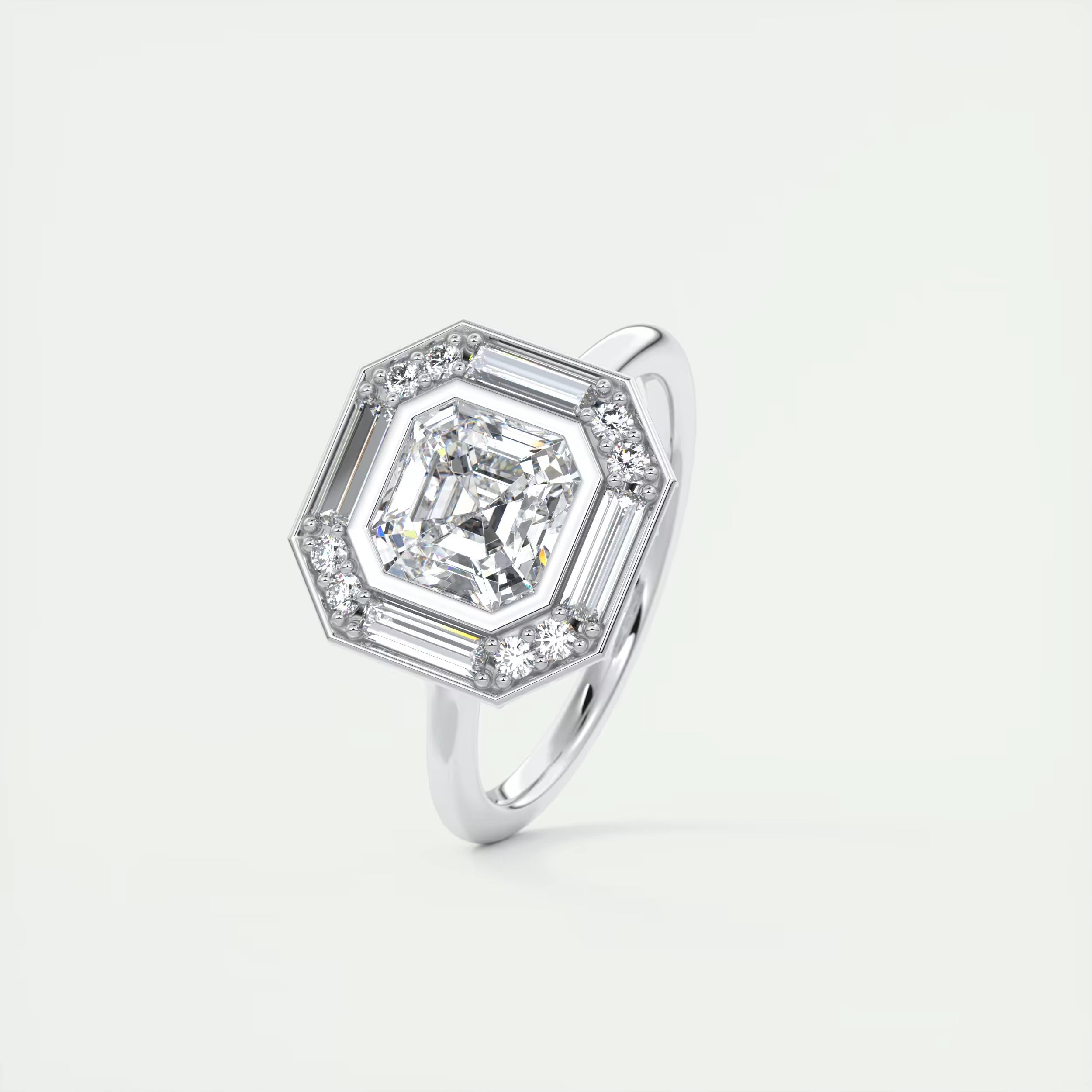 2.76 Ct The Deco Halo Center Stone Asscher Ring