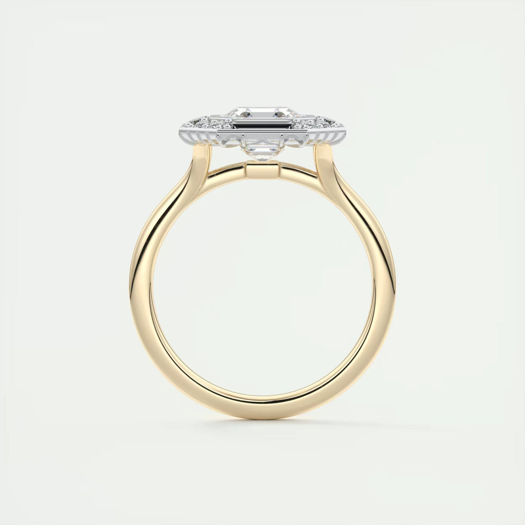 2.76 Ct The Deco Halo Center Stone Asscher Ring