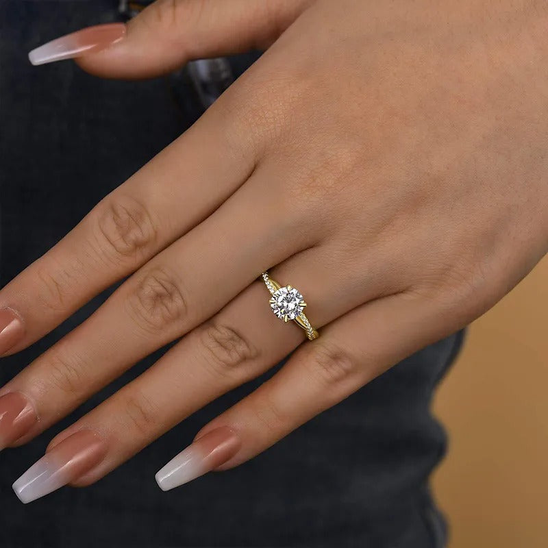 1.50 Ct Round Cut Engagement Ring With Lab-Grown Diamond Wedding Ring