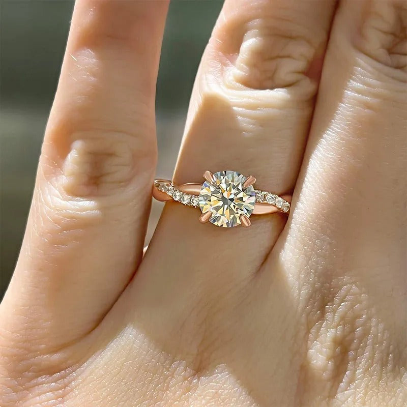 1.50 Ct Round Cut Engagement Ring With Lab-Grown Diamond Wedding Ring