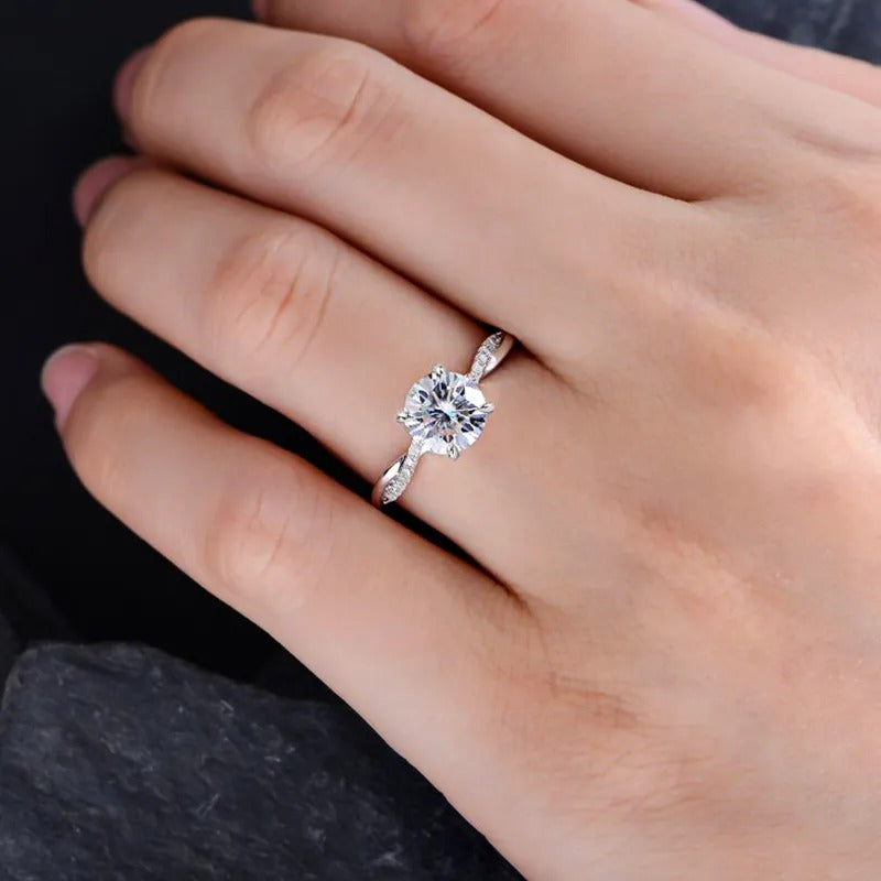 1.50 Ct Round Cut Engagement Ring With Lab-Grown Diamond Wedding Ring