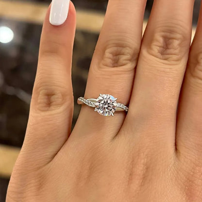 1.50 Ct Round Cut Engagement Ring With Lab-Grown Diamond Wedding Ring