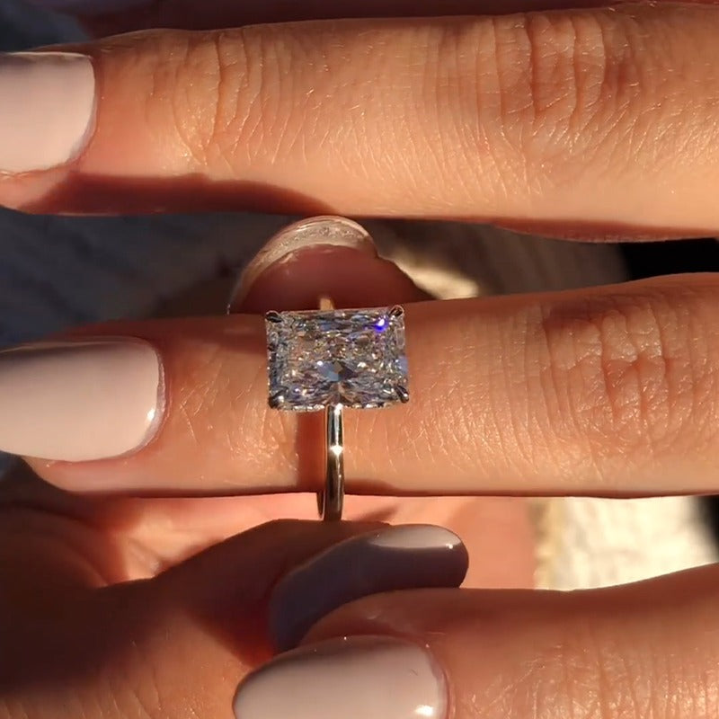 4.20 Ct Emerald Excellent Cut Lab Grown Diamond Solitaire Engagement Ring