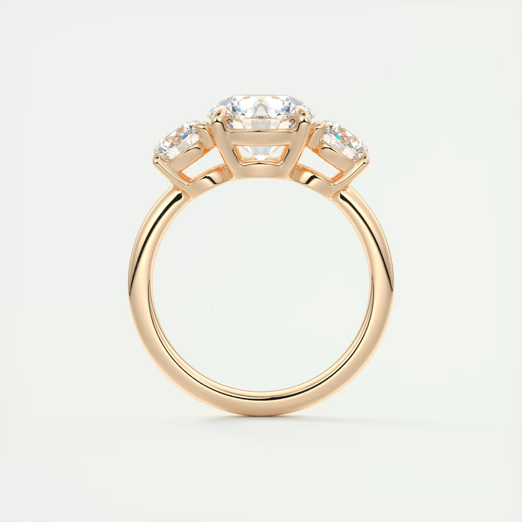2.75 Ct  Round Solitaire Ring Luxe Selene Three Stone Diamond Engagement Rings