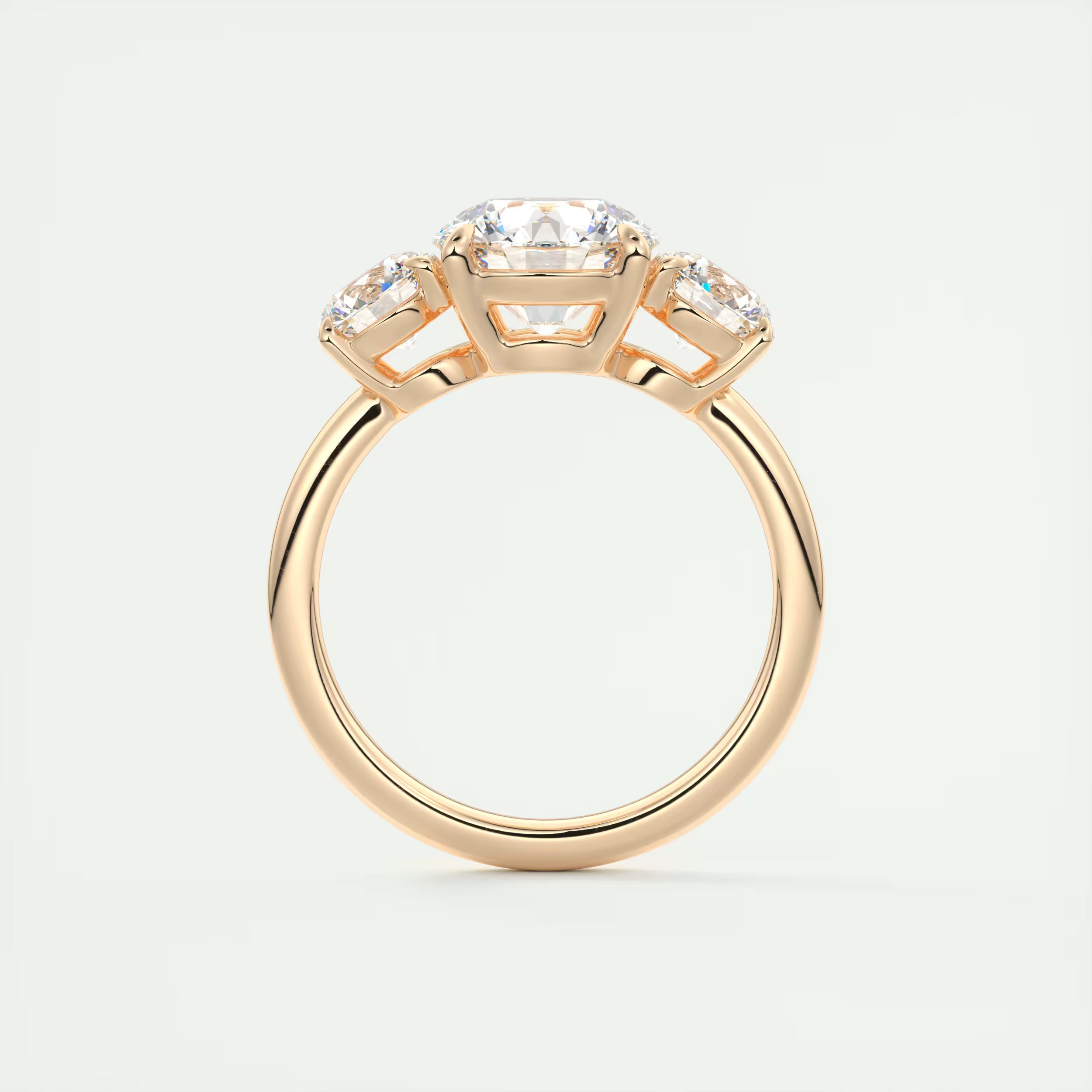 2.75 Ct  Round Solitaire Ring Luxe Selene Three Stone Diamond Engagement Rings