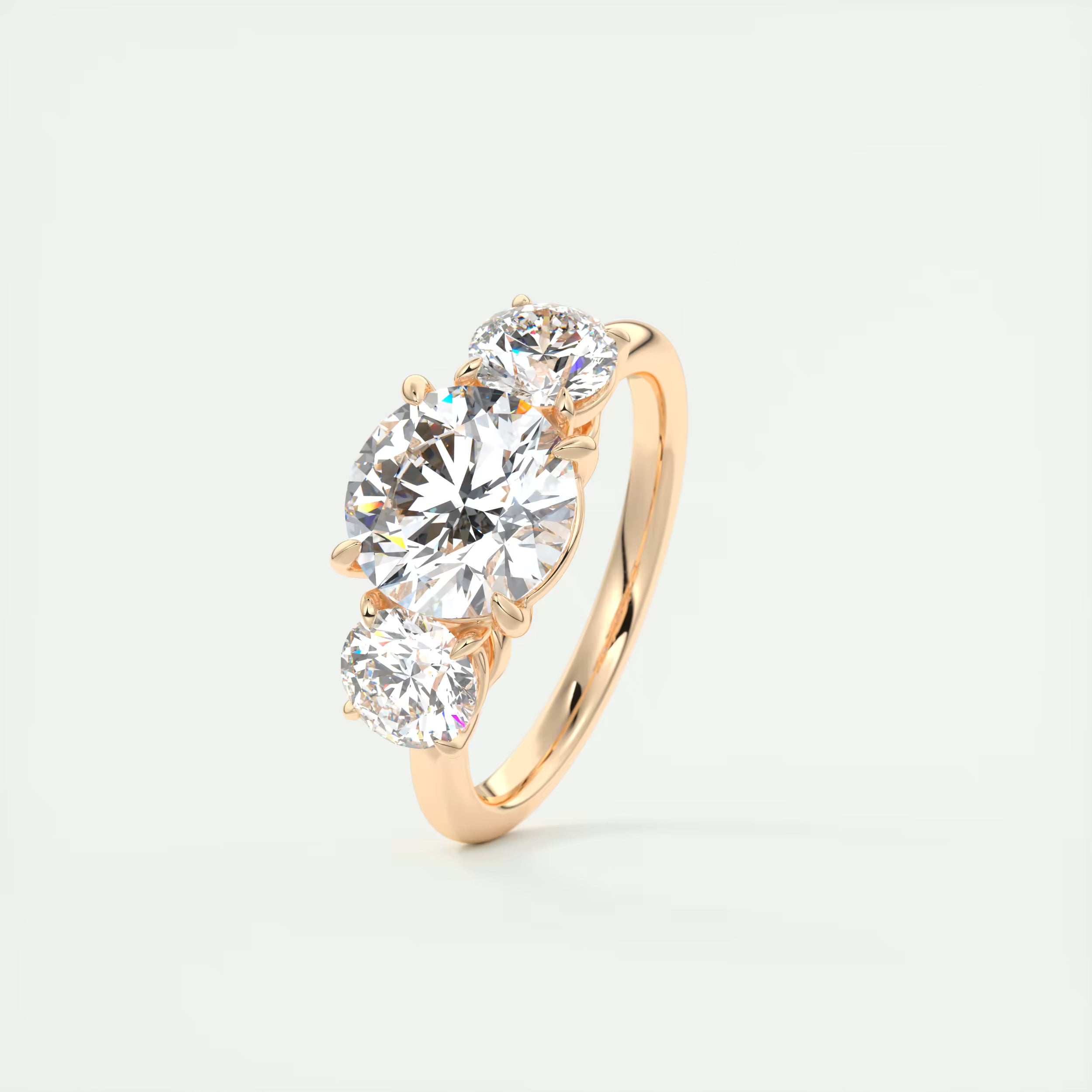 2.75 Ct  Round Solitaire Ring Luxe Selene Three Stone Diamond Engagement Rings