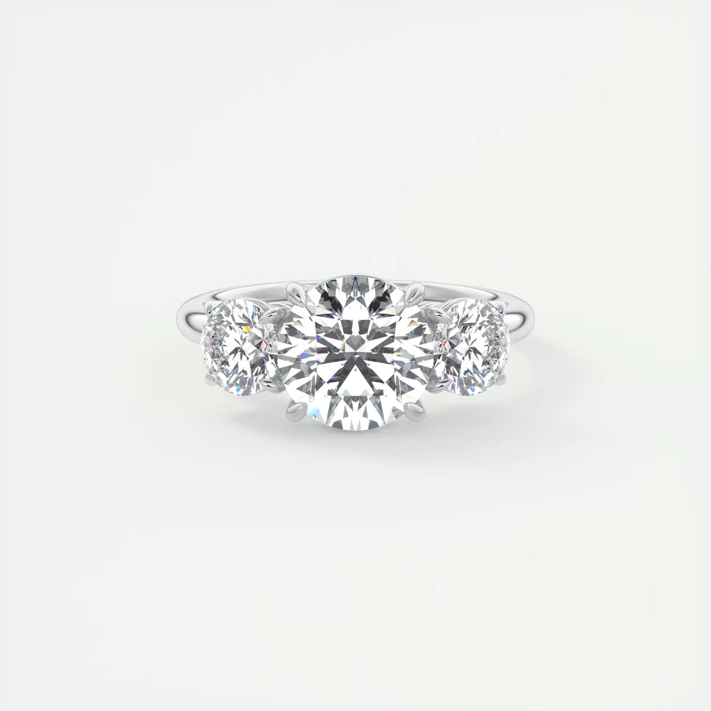3.00 Ct Round Solitaire Ring Luxe Selene Three Stone Diamond Engagement Rings