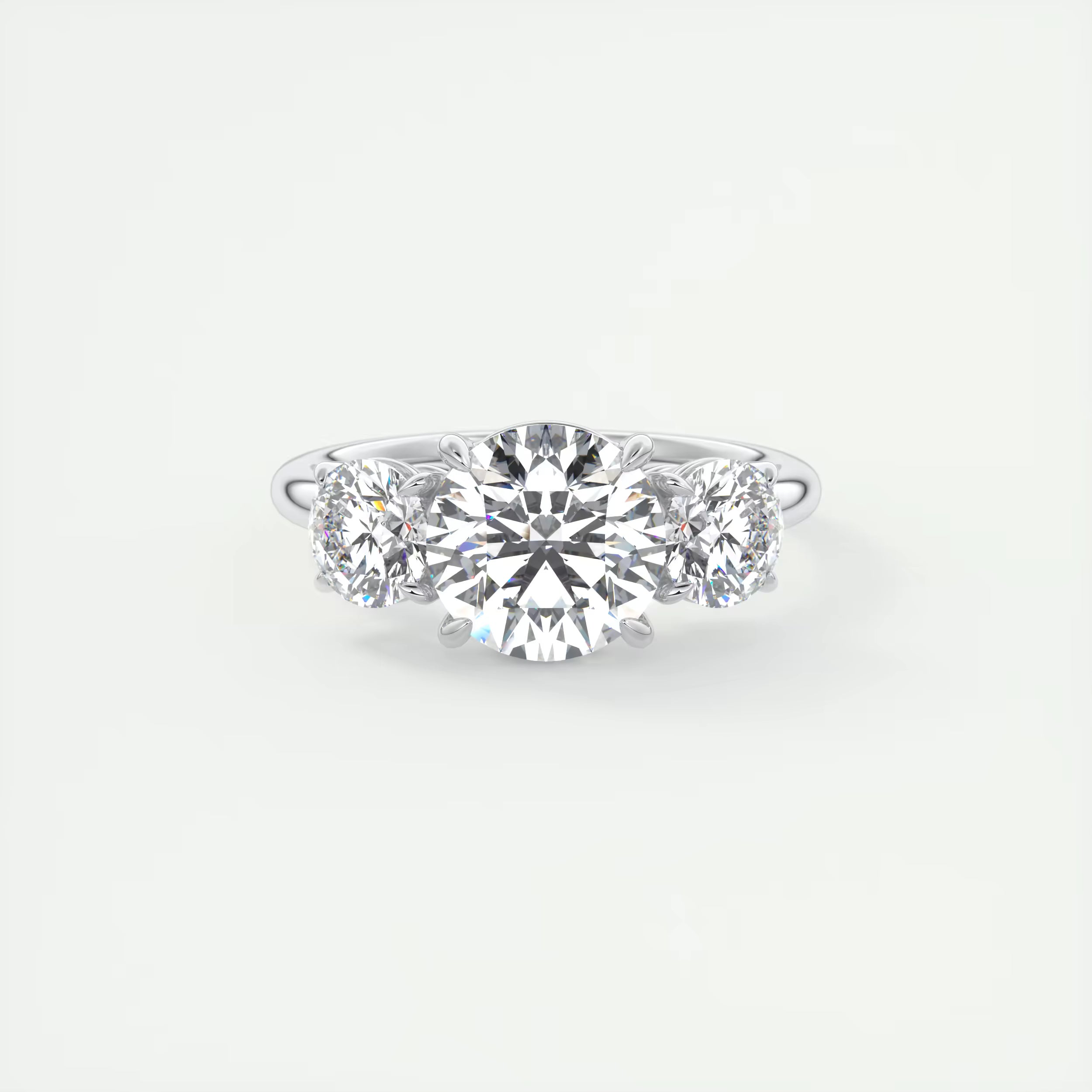 3.00 Ct Round Solitaire Ring Luxe Selene Three Stone Diamond Engagement Rings