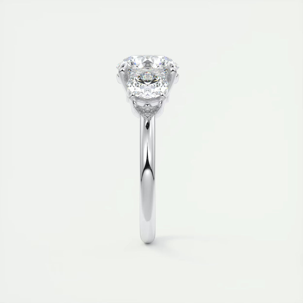 2.75 Ct  Round Solitaire Ring Luxe Selene Three Stone Diamond Engagement Rings
