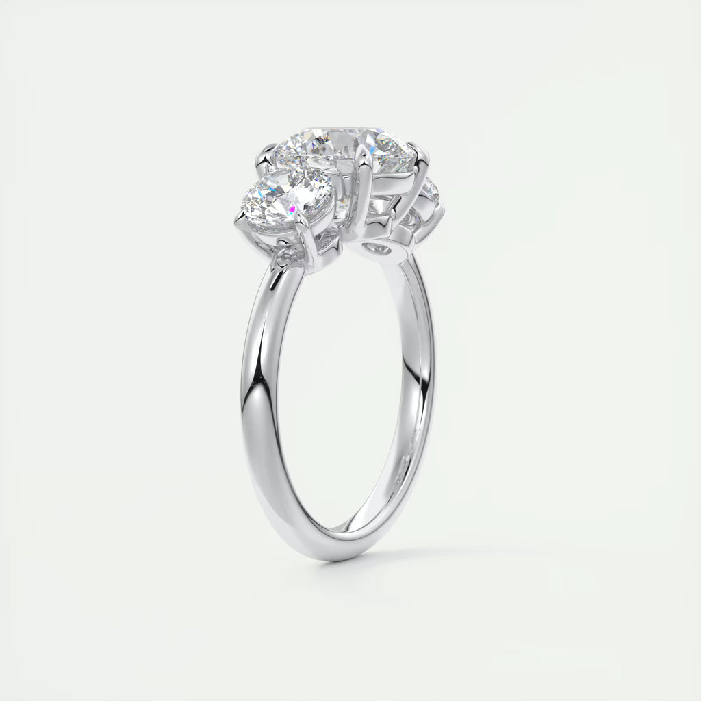 2.75 Ct  Round Solitaire Ring Luxe Selene Three Stone Diamond Engagement Rings