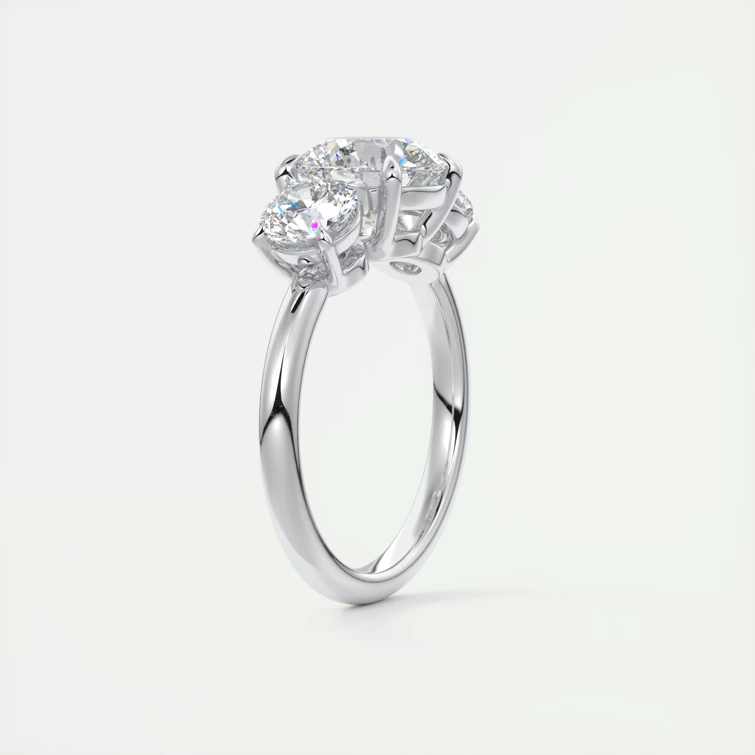 2.75 Ct  Round Solitaire Ring Luxe Selene Three Stone Diamond Engagement Rings
