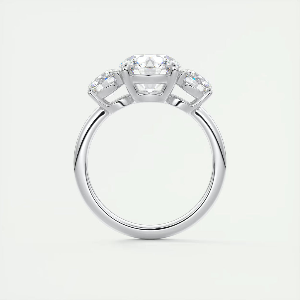 2.75 Ct  Round Solitaire Ring Luxe Selene Three Stone Diamond Engagement Rings