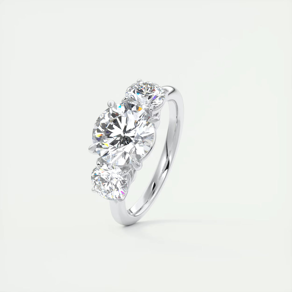 3.00 Ct Round Solitaire Ring Luxe Selene Three Stone Diamond Engagement Rings