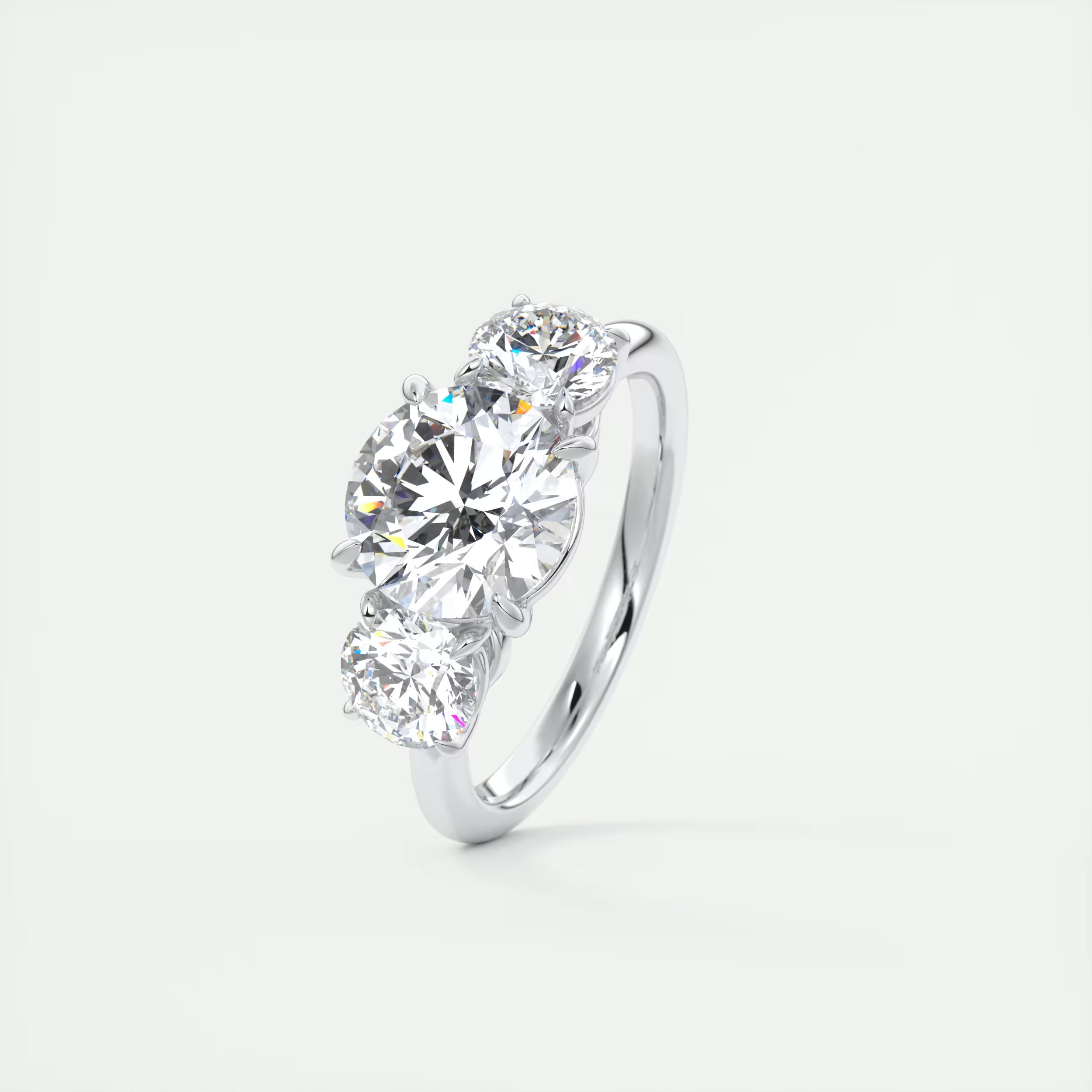 2.75 Ct  Round Solitaire Ring Luxe Selene Three Stone Diamond Engagement Rings